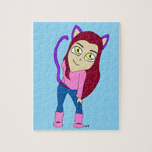 Puzzle chibi fillette chat (Vertical)