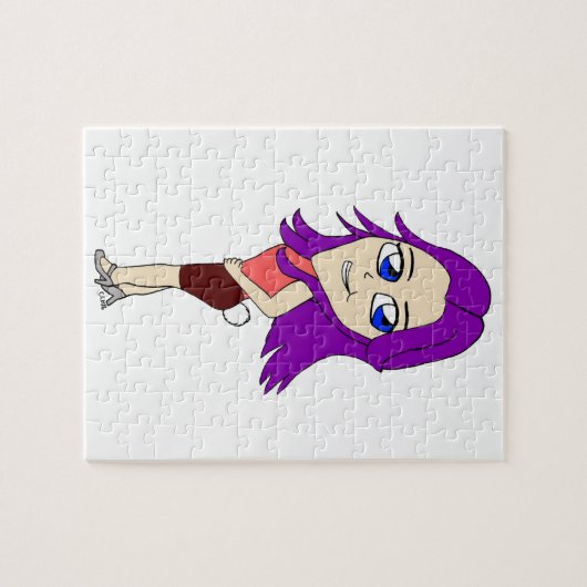 Puzzle chibi girl with a bunny tail (Horizontal)