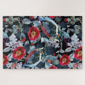 Puzzle Chic Floral Kingfisher Birds (Horizontal)