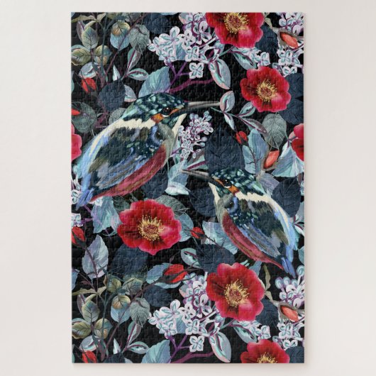 Puzzle Chic Floral Kingfisher Birds (Vertical)
