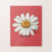 Puzzle Chic Red White Daisy Flower Ladybug (Vertical)
