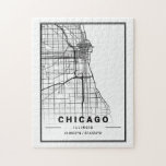 Puzzle Chicago City Map | Modern Minimalist Drawing<br><div class="desc">Cool modern minimalist city map art  - Chicago,  Illinois</div>