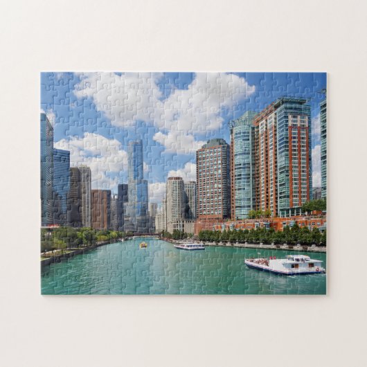 Puzzle Chicago Illinois River City Skyline (Horizontal)