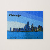 Puzzle Chicago Skyline en peinture de collage (Horizontal)