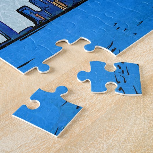 Puzzle Chicago Skyline en peinture de collage (Côté)