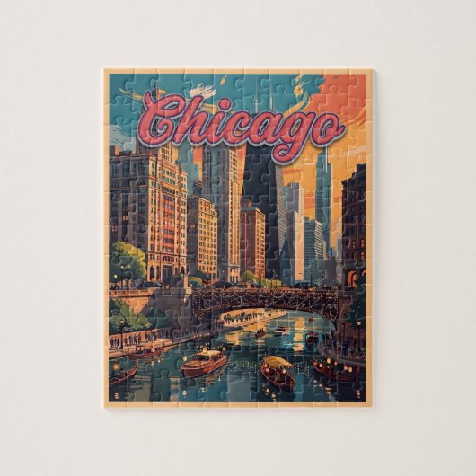 Puzzle Chicago Skyline Riverfront (Vertical)