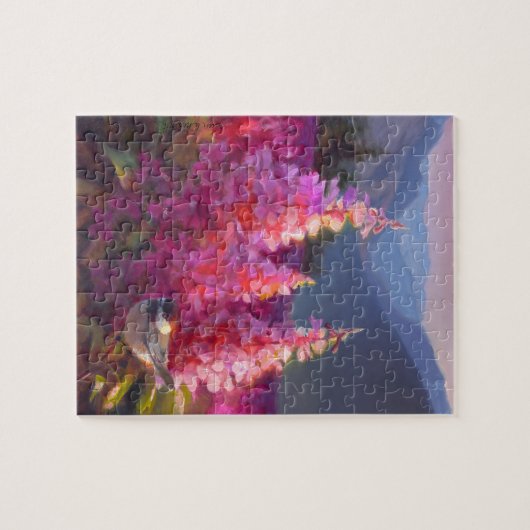 Puzzle Chickadee sur les fleurs sauvages d'Alaska avec (Horizontal)