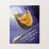 Puzzle Chicken Witch on Broomstick (Vertical)