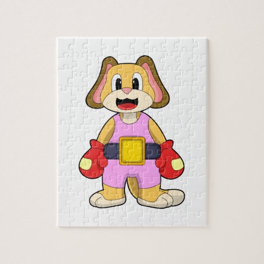 Puzzle Chien à la boxe avec gants de boxe (Vertical)