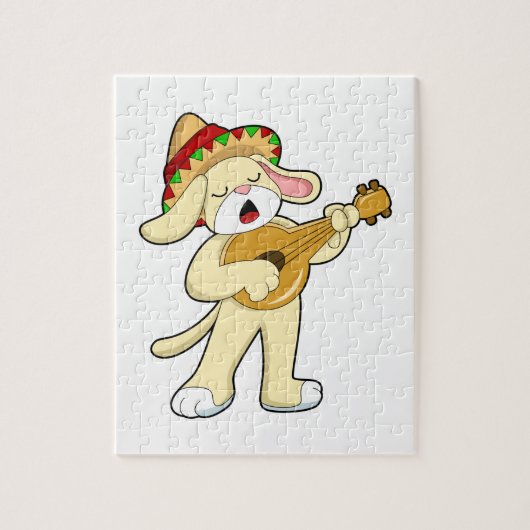 Puzzle Chien à la musique avec guitare (Vertical)
