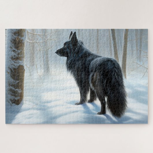 Puzzle Chien à neiger belge Noël (Horizontal)