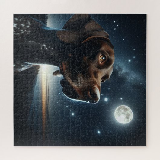 Puzzle Chien à pointer allemand nuit Sky Moon (Horizontal)