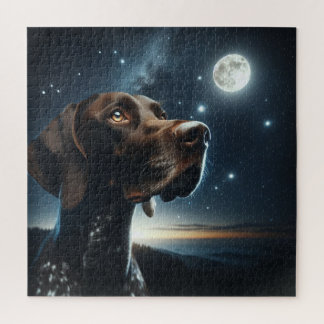 Puzzle Chien à pointer allemand nuit Sky Moon