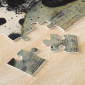 Puzzle Chien à points blanc et noir doux en Poka à Tophat (Côté)