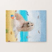 Puzzle chien afghan sur la plage (Horizontal)