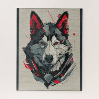 Puzzle Chien Akita américain éléments futuristes portrait