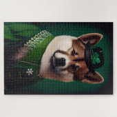 Puzzle Chien akita en tenue de la Saint Patrick's Day (Horizontal)