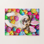 Puzzle Chien allongé sur des œufs de Pâques (Horizontal)
