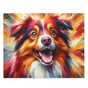 Puzzle Chien Australien Berger Tri-Couleur Rouge Acryliqu