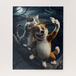 Puzzle Chien avec chat.