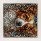 Puzzle Chien avec fond décoratif orné (Horizontal)