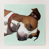 Puzzle Chien avec manteau Brown et blanc et collier (Horizontal)