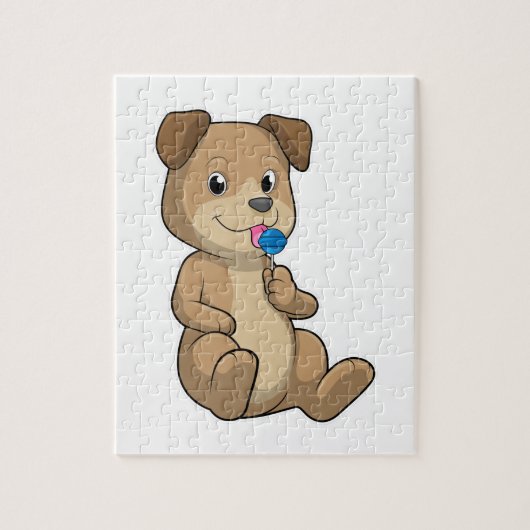 Puzzle Chien avec sucettes bonbons (Vertical)