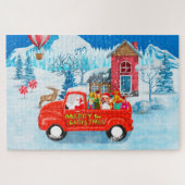 Puzzle Chien beagle dans la livraison de Noël Camion neig (Horizontal)