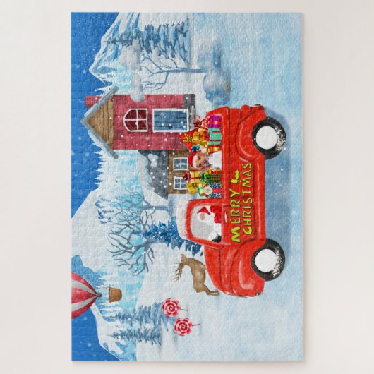 Puzzle Chien beagle dans la livraison de Noël Camion neig (Vertical)