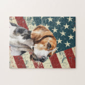 Puzzle Chien Beagle Drapeau Américain Grunge (Horizontal)