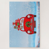 Puzzle Chien beagle En Voiture Avec Le Père Noël (Vertical)