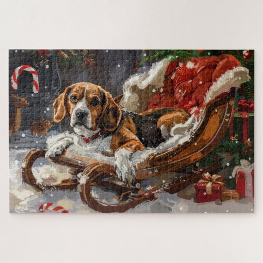 Puzzle Chien Beagle Noël Festif (Horizontal)