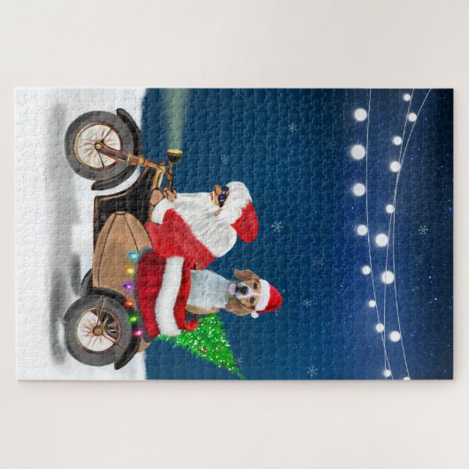 Puzzle Chien beagle Noël Père Noël (Horizontal)