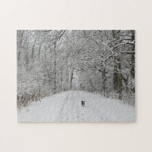Puzzle Chien beagle sur un sentier de neige Design Jigsaw