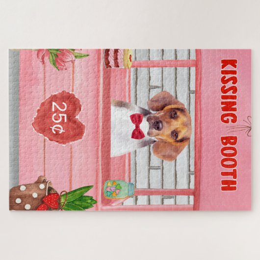 Puzzle Chien beagle Valentine's Day Kissing Booth (Horizontal)