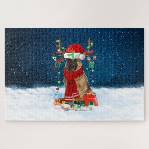 Puzzle Chien berger allemand avec cadeaux de Noël