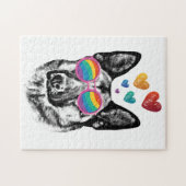 Puzzle Chien berger allemand avec coeur Saint-Valentin (Horizontal)