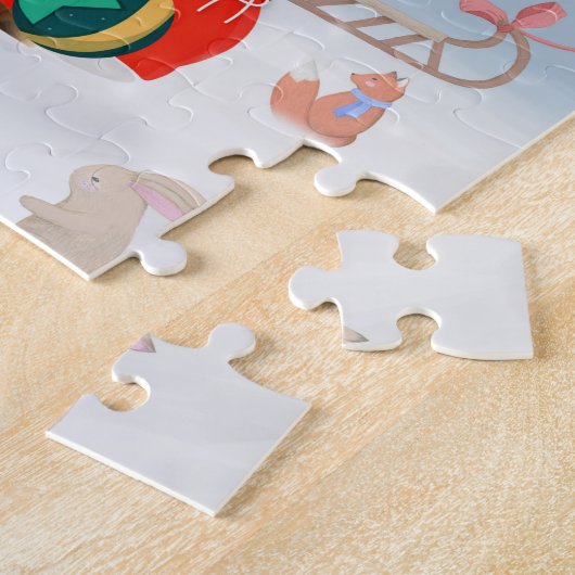 Puzzle Chien berger allemand en neige avec cadeaux de Noë (Côté)