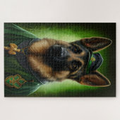 Puzzle Chien berger allemand en tenue de jour St. Patrick (Horizontal)