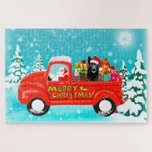 Puzzle Chien berger allemand noir camion de livraison de