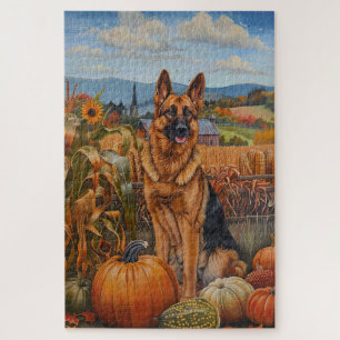Puzzle Chien berger allemand récolte d'automne Thanksgivi
