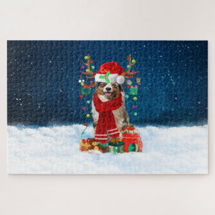 Puzzle Chien Berger Australien avec cadeaux de Noël