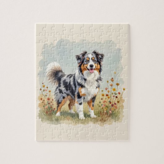 Puzzle Chien Berger Australien Merle Queue Longue (Vertical)