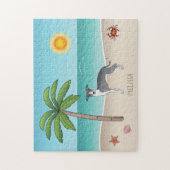 Puzzle Chien Blanc Et Bleu À L'Iggy Sur Une Plage Tropica (Vertical)