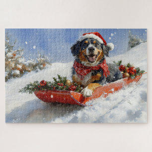 Puzzle Chien Bluetick Coonhound dans un traîneau de Noël
