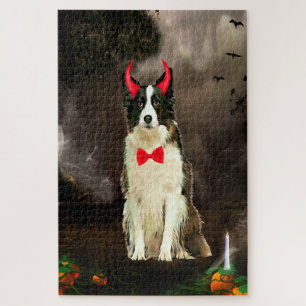 Puzzle Chien Border Collie en costume d'Halloween