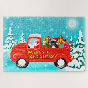 Puzzle Chien Bouledogue Français Noël Santa Camion de Liv