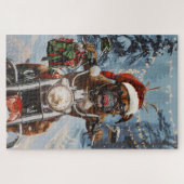 Puzzle Chien Boxer à Vélo à Noël (Horizontal)