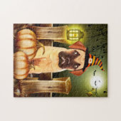 Puzzle Chien bullmastiff avec Casquette sorcier Halloween (Horizontal)