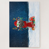 Puzzle Chien caniche avec cadeaux de Noël (Vertical)